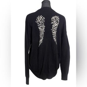 Berenice Black Merino Wool Sweater Angel Wings Raw Seams
